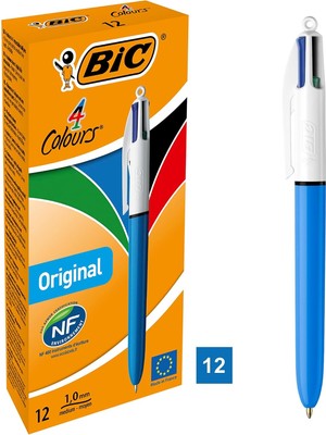 Die Grup Tr 4 Colours Medium Tükenmez Kalem, 12'li Kutu, 1.0mm Uç, Tek Kalemde Mavi, Kırmızı, Yeşil ve Siyah Renkler