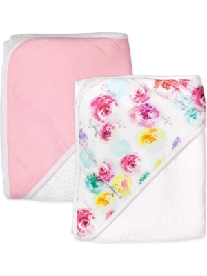 Die Grup Tr Unisex Bebek 2'li Paket Organik Pamuk Kapüşonlu Havlu Bandana, Gül Çiçeği, Tek Beden Abd