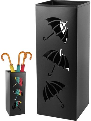 Die Grup Tr Şemsiye Standı, Modern, Çok Fonksiyonlu Ferforje Şemsiye Tutacağı, Iç ve Dış Mekan Kullanımı Için, Oteller Için Şık Tasarım, Siyah Kaplama (61X38X26CM)