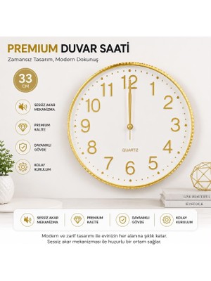 Die Grup Tr Galaxy Duvar Saati, 33 Cm, Sessiz Akar Dekoratif Kc7