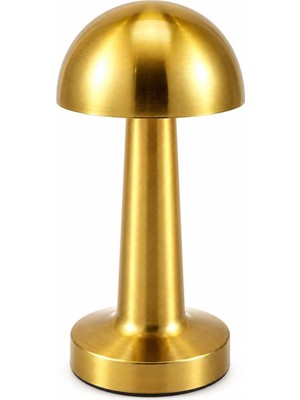Die Grup Tr Mantar Masa Lambası Şarjlı Dokunmatik LED 22 cm Altın Metal