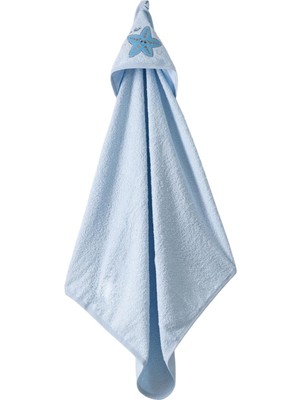 Die Grup Tr Seasparkle Kapüşonlu Bebek Havlusu – Deniz Yıldızı NAKIŞLI,75X80 Cm, Soft Cotton (Mavi)