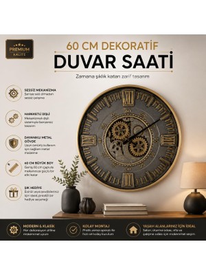 Die Grup Tr 60 cm Metal Gövdeli Vintage Steampunk Dekoratif Duvar Saati