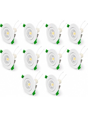 Die Grup Tr Beyaz LED Spot Seti 10'lu Yuvarlak Kasa 4000K Doğal Beyaz GU10 Ampul Dahil Tak Çalıştır 6,5cm Gömme Tavan Spotu
