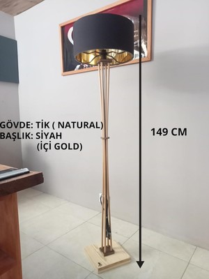 Die Grup Tr Ahşap Ayaklı Lambader- Köşe Lamba Naturel Siyah Başlık