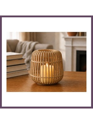 Bezos 3D Baskı Modern Kafes Tasarımlı Dekoratif Mumluk - Tealight Mumluk, Masaüstü Ev ve Ofis Dekoru-Kahverengi Bhs