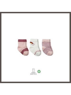 Nexora Living 3'lü Penye Rainbow Soket Çorap BS10113 Pudra · Beden: 0-3 Ay · Renk: Pudra Nxrlvng