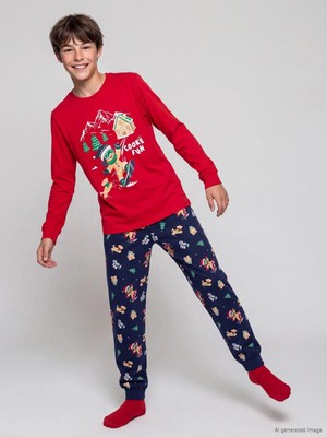LC Waikiki Yılbaşı Temalı Erkek Çocuk Pijama Takım  (W6)