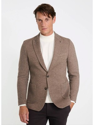 Altınyıldız Classics ACE004271359 Kahve Erkek Kırlangıç Yaka Diyagonal Slim Fit Ceket