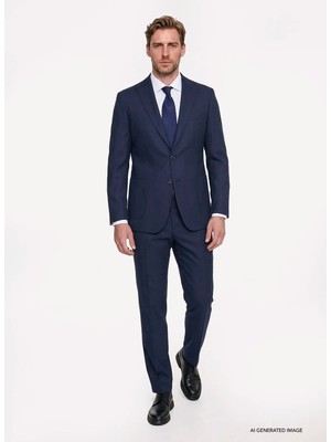 Altınyıldız Classics ACE030271053 Lacivert Erkek Slim Fit Diyagonal Takım Elbise
