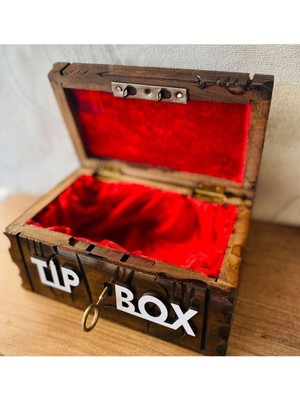 Die Grup Tr Tip Box Bahşiş Kutusu, Ahşap, Kırmızı Kadife Iç, Dekoratif