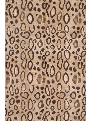 Rugzella Kum Beji Egzotik Pul ve Zincir Desenli Animal Print Hayvan Krem Yıkanabilir Halı