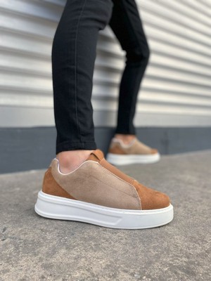 Norvessa JY007 Alba Bağcıksız Süet Erkek Günlük Sneaker Ayakkabı Sbt Taba/vizon 40 Numara