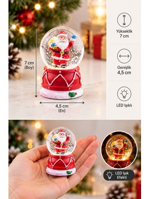 Kesene 2027 Dekoratif Yılbaşı Yeni Yıl Hediyesi 1 Adet Işıklı Noel Baba Yılbaşı Temalı Kar Küresi 7 cm