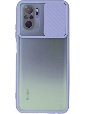 sbodurhome Xiaomi Redmi Note 10 Kılıf Palm Buzlu Kamera Sürgülü Silikon - Lila