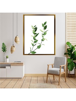 Giyense Tablo Minimalist Yeşil Okaliptüs Yaprakları Kanvas Tablo