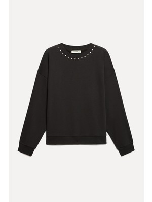 Mudo Kadın Antrasit Oversize Bisiklet Yaka Sweatshirt