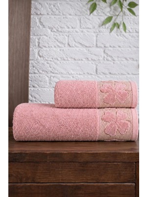 Mela Home Yonca 2'li Banyo Havlu Seti Hamam Takımı- El ve Yüz Havlusu- Çeyiz - Hediyelik 100% Pamuk
