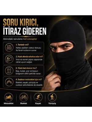 Budi Home Unisex Siyah Balaklava Tek Beden | Viskoz Kask Içi Motosiklet Outdoor Maske