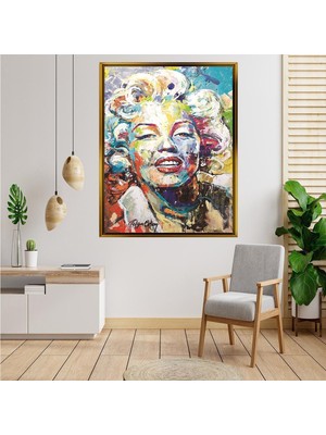 Giyense Tablo Renkli Pop-Art Boya Efektli Marilyn Monroe Portre Kanvas Tablo