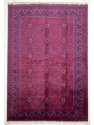 El Dokuma Afgan Halı 6 Metre Biljik  Desenli Kök Boya 197 x 298 cm