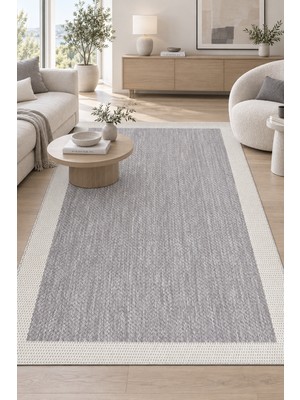 Sihirli Halı Oslo Gri Ekru Sisal Tarzı Robot Süpürge Uyumlu Mutfak Oturma Odası Koridor Modern Halı