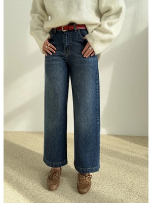 Moda Aksa 1223 Kırmızı Kemerli Dökümlü Pantolon