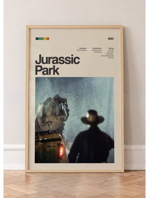 Pena Tablo Jurassic Park Retro Film Posteri Ahşap Çerçeveli Tablo