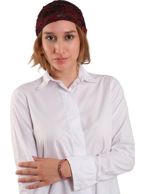 Hürrem Bone Bordo Dantelli Fiyonklu Pratik Bone Kabartma Dokulu Jakar Desenli 2420_16