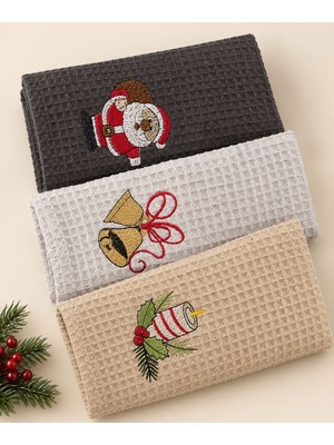 Denissly Nakışlı Pamuklu Mutfak Havlusu 30X50 cm Waffle Dokulu