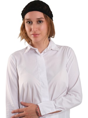 Hürrem Bone Siyah Dantelli Fiyonklu Pratik Bone Kabartma Dokulu Jakar Desenli 2420_01
