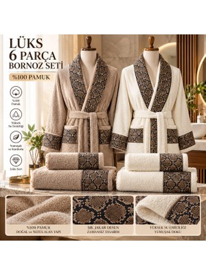 Slc Home %100 Pamuk Aile Bornoz Seti 6 Parça Lüx Tasarım