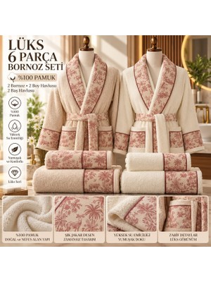Slc Home %100 Pamuk Aile Bornoz Seti 6 Parça Lüx Tasarım