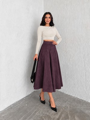 Ozy Fashion Kadın Kışlık Süet Etek UZSÜ007
