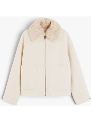 Tommy Hilfiger Df Wool Zıp Through Jacket Kadın Bej Mont - WW0WW52915