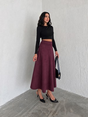 Ozy Fashion Kadın Kışlık Süet Etek UZSÜ007