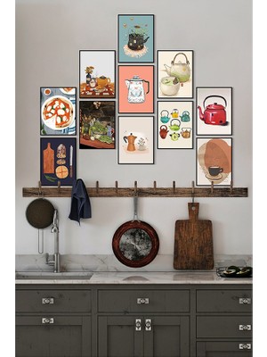 Özcanlar Çerçeve Renkli 11 Parça Lazer Kesim Ahşap Mutfak Dekoratif Seti 15x20 cm Evinize Değer Katar