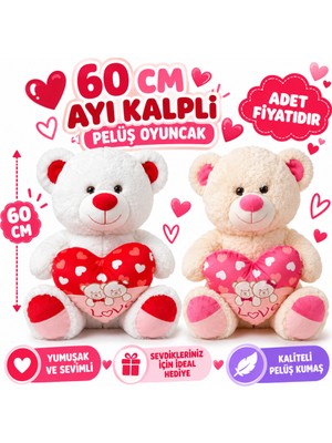 PL50241 60 cm Ayı Kalpli Peluş Oyuncak (Adet Fiyatıdır)