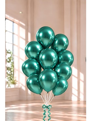 Patladı Gitti 12 Inç Krom Yeşil Balon 10 Adet