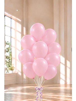 Patladı Gitti 12 Inç Makaron Pembe Balon 10 Adet Renkli Doğal Lateks Parti Malzemesi