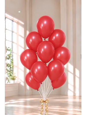 Patladı Gitti 12 Inç Metalik Kırmızı Balon 10 Adet