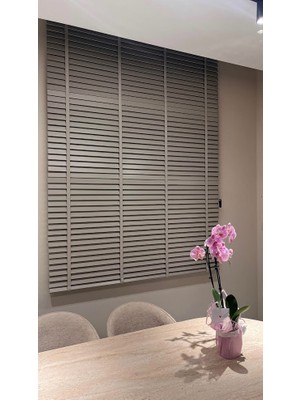 Vizon / Koyu Kum Beji - 50MM Modern Ahşap Jaluzi Perde - Ev ve Ofis Için %100 Doğal Ihlamur Ağacı SJ-503