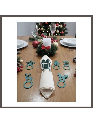 Nexora Living 6'lı Yılbaşı Peçete Halkası Seti Noel Sofra Süsü Dekoratif Peçete Yüzüğü Nxrlvng