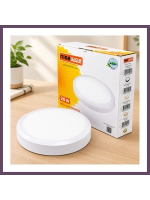 Bezos 20W LED Sıva Üstü Yuvarlak Armatür 6500K 1800LM Beyaz Metal Bhs
