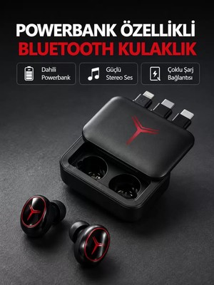 Powerbank Özellikli Bluetooth Kablosuz Kulaklık – Dokunmatik Kontrol, Uzun Pil Ömrü, Ergonomik Tasarım