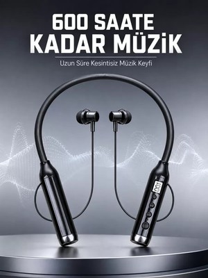 Dijital Göstergeli Boyun Tipi Bluetooth Kulaklık Mikrofonlu Çağrı ve Müzik Kontrollü Çift Cihaz Bağlantılı Kulaklık