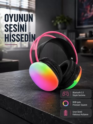 Ergonomik Rgb Bluetooth Kulaklık 3D Ses Yeni Nesil