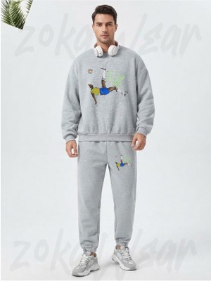 Zoka Wear Brasil Futbol Pele Baskılı Gri Eşofman Takımı
