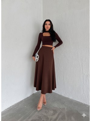 Ozy Fashion Kadın Kışlık Süet Etek UZSÜ007