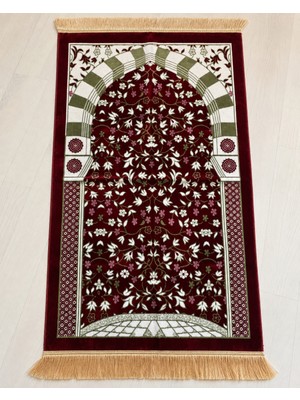 Bilenler Ravza Desenli Kadife Seccade 70X115 cm Çeyizlik Hediyelik Seccade